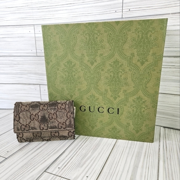 Gucci Vintage GG Monogram Snap Wallet with Coin Pouch in Canvas and Leather - Picture 1 of 10
